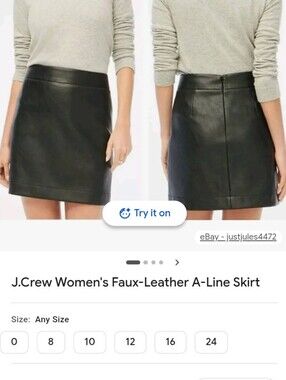J. Crew Black Faux-Leather A-Line Mini Skirt